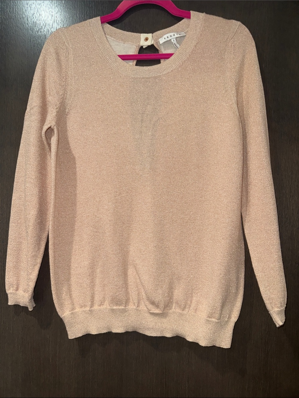 Sandro Soft Pearl Pink Metallic Crewneck Sweater